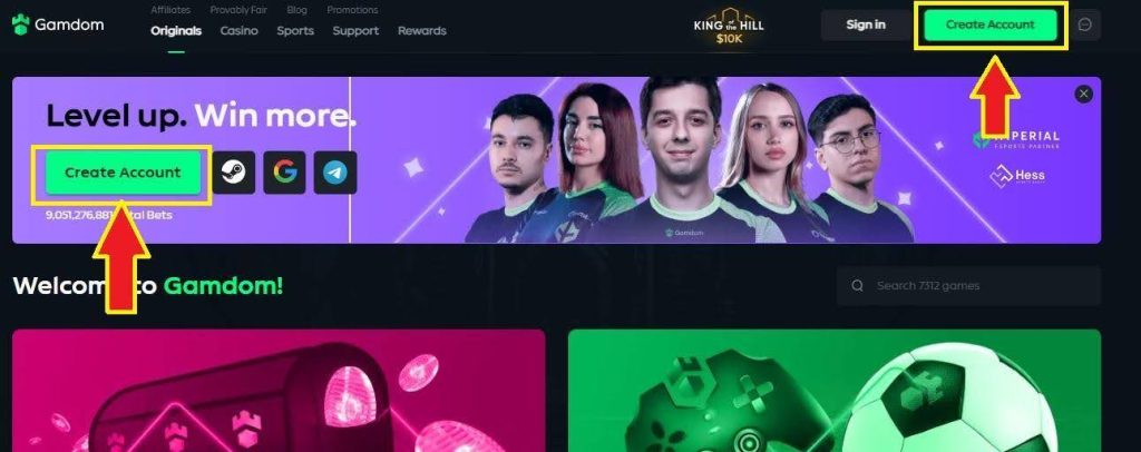 gamdom create account